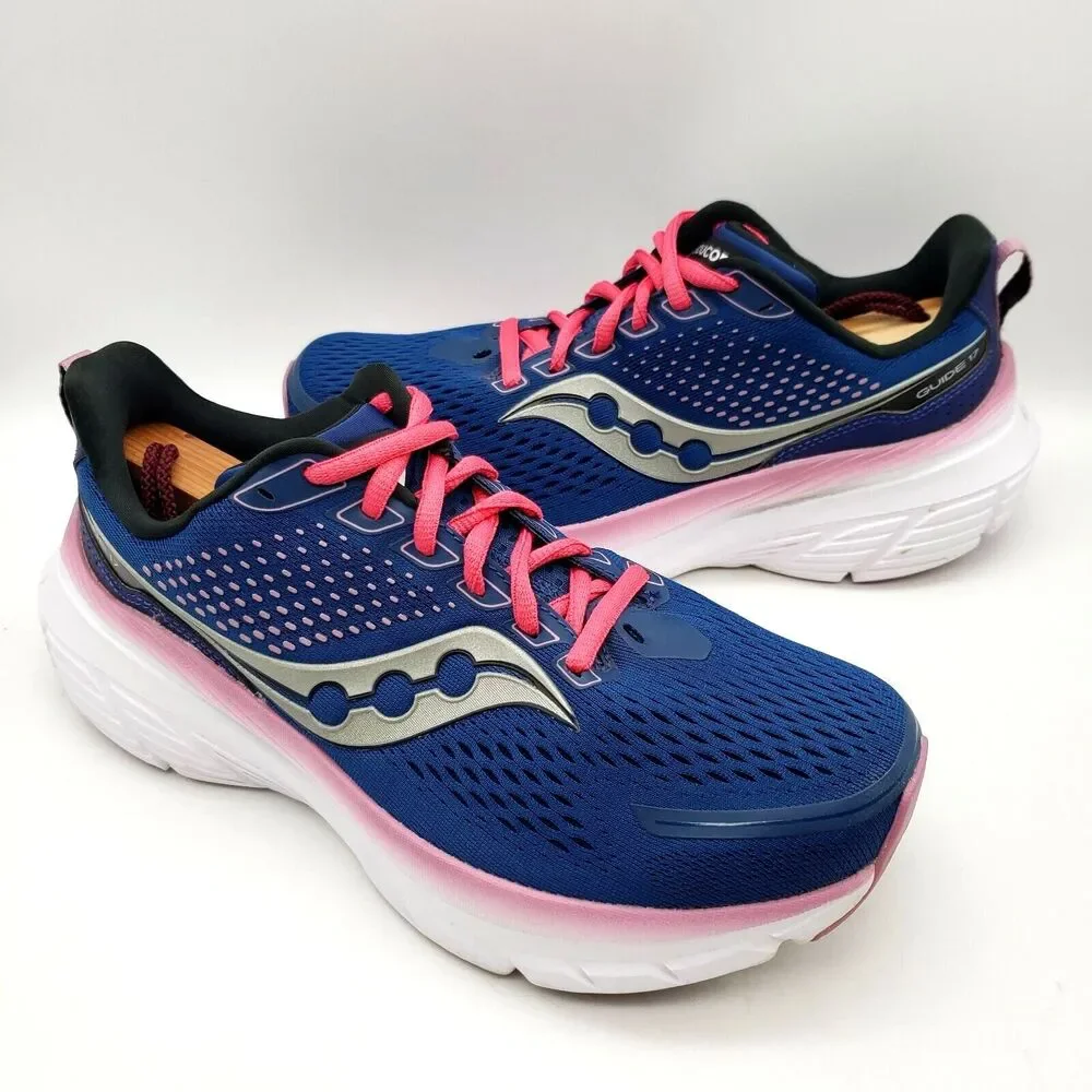 SAUCONY Guide 17 Womens Size 9 XW Extra Wide Running Training Shoes Navy Orchid
